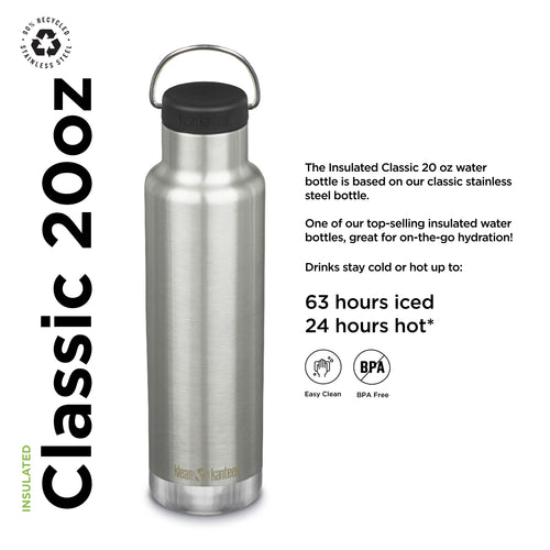 20 Oz Brushed Stainless Insulated Water Bottle H752