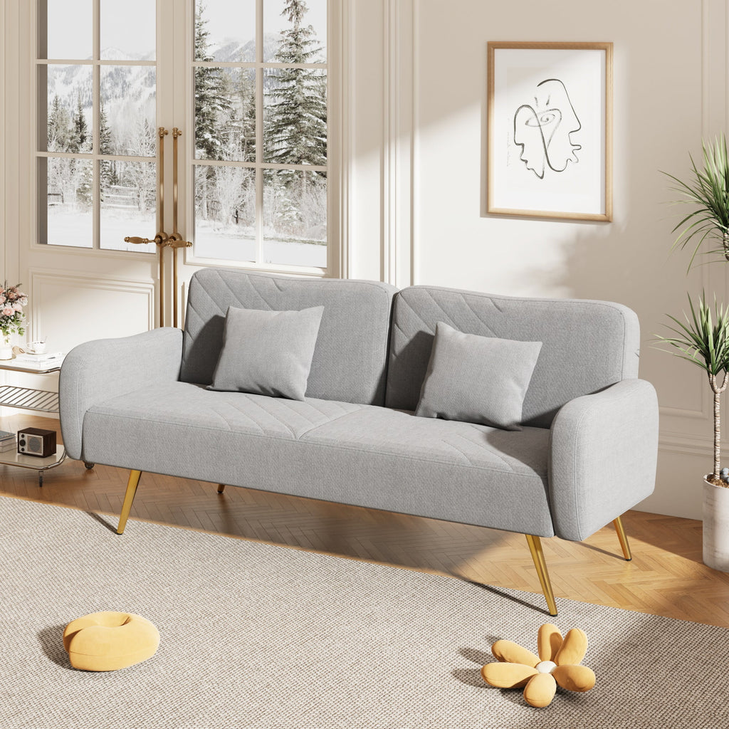 70.5" Linen Convertible Sleeper Sofa Bed with Adjustable Splitback M95019