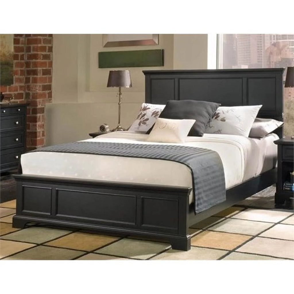 Black Wood King Panel Bed W5349