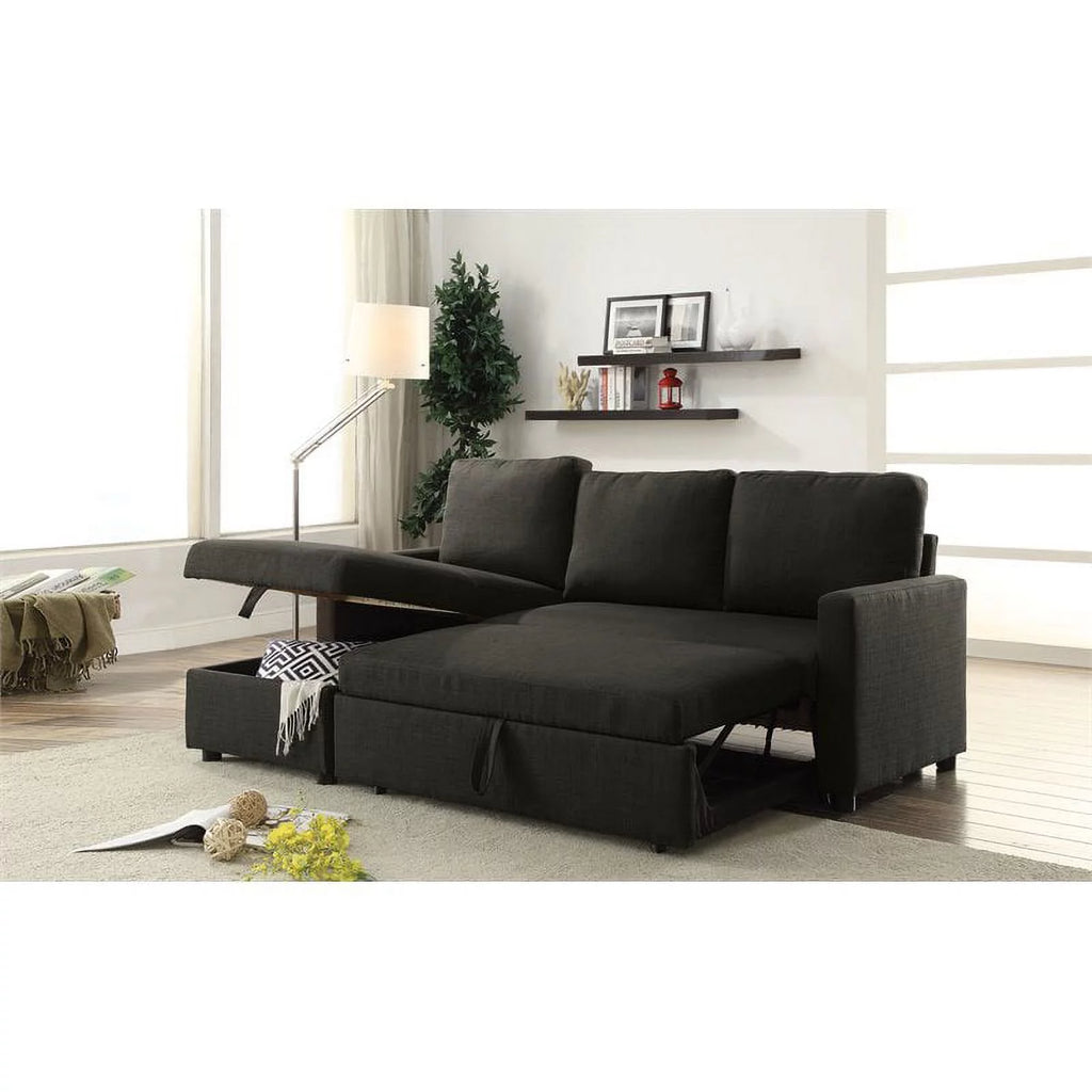 Charcoal Linen Sleeper Sectional Sofa D67869