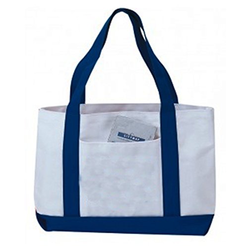 Black Polyester Tote Bag with Outside Pocket Y2966