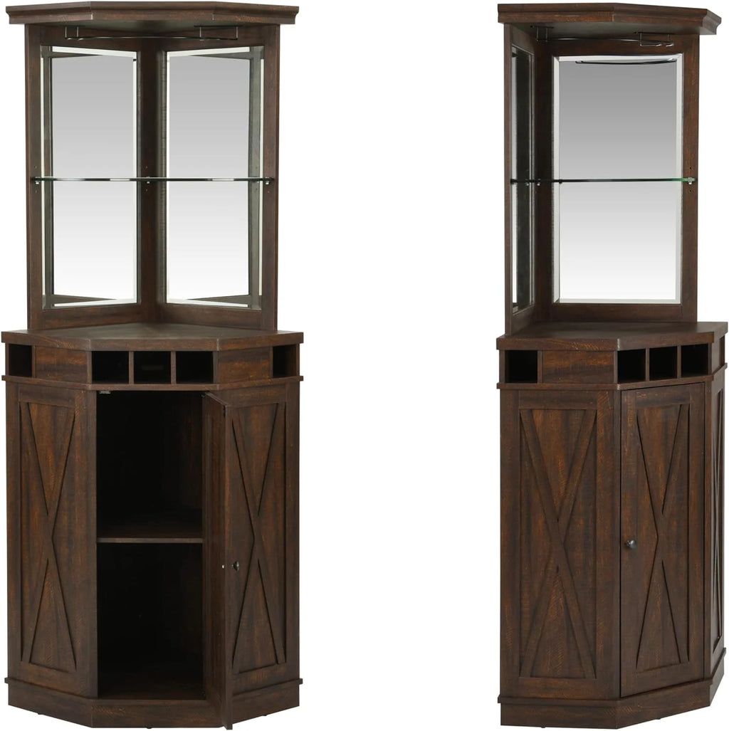 Mahogany Corner Bar Unit With Built-In Wine Rack H589
