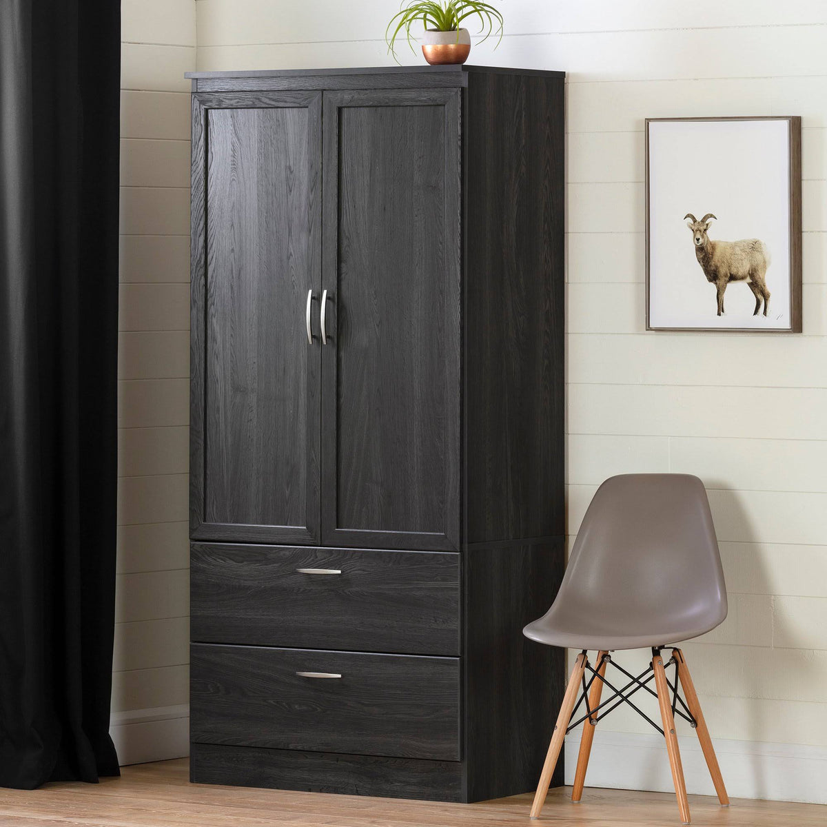 Gray Oak Wardrobe Armoire K385