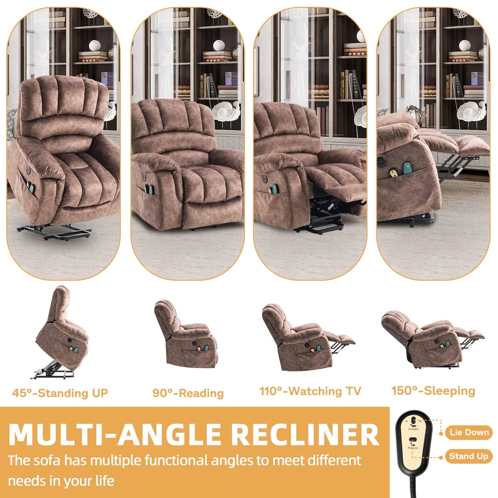 Large Power Lift Recliner with Massage and Heat T328916