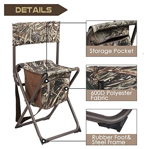 Camouflage Folding Seat Stool with Storage Pocket J297556
