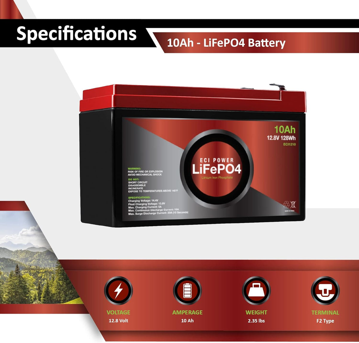 12V 100Ah Lithium LiFePO4 Deep Cycle Rechargeable Battery W363
