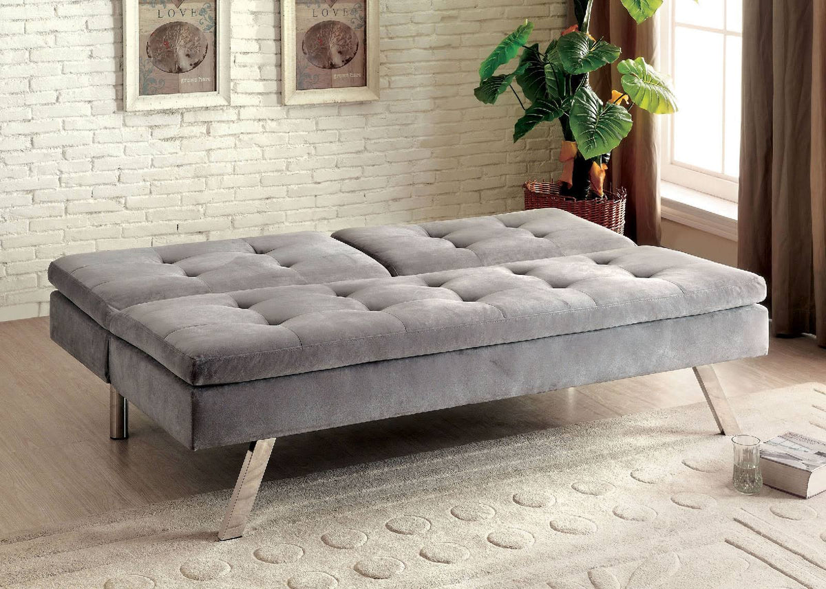 Gray Split-Back Futon Sofa P969139