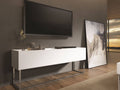 Matte White and Chrome Plated Low Entertainment Center O82741