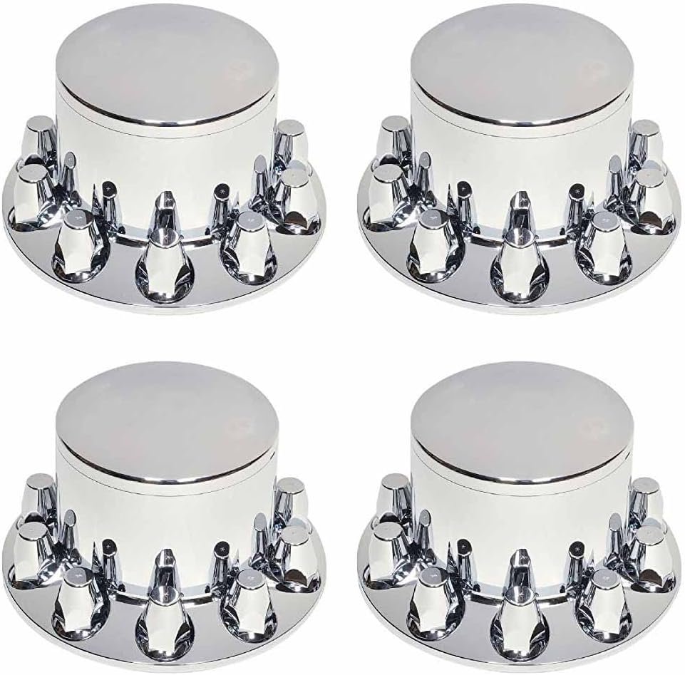 4 Pack Chrome Plated ABS Plastic Wheel Cover Lug Nut Cover for Semi Truck I8889