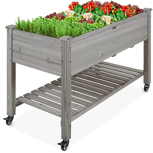 48x24x32-inch Mobile Elevated Wood Planter S488496