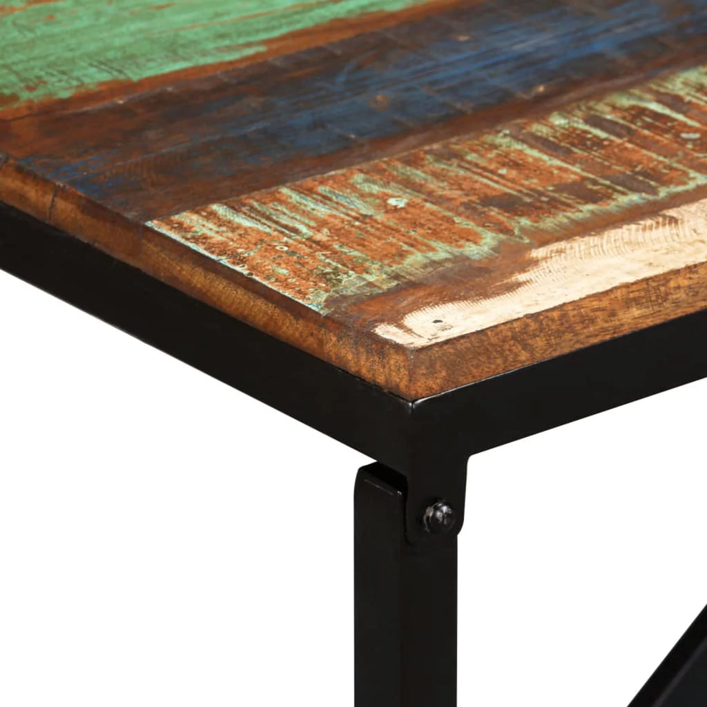 Vintage Reclaimed Wood Bench with Steel Legs O826450