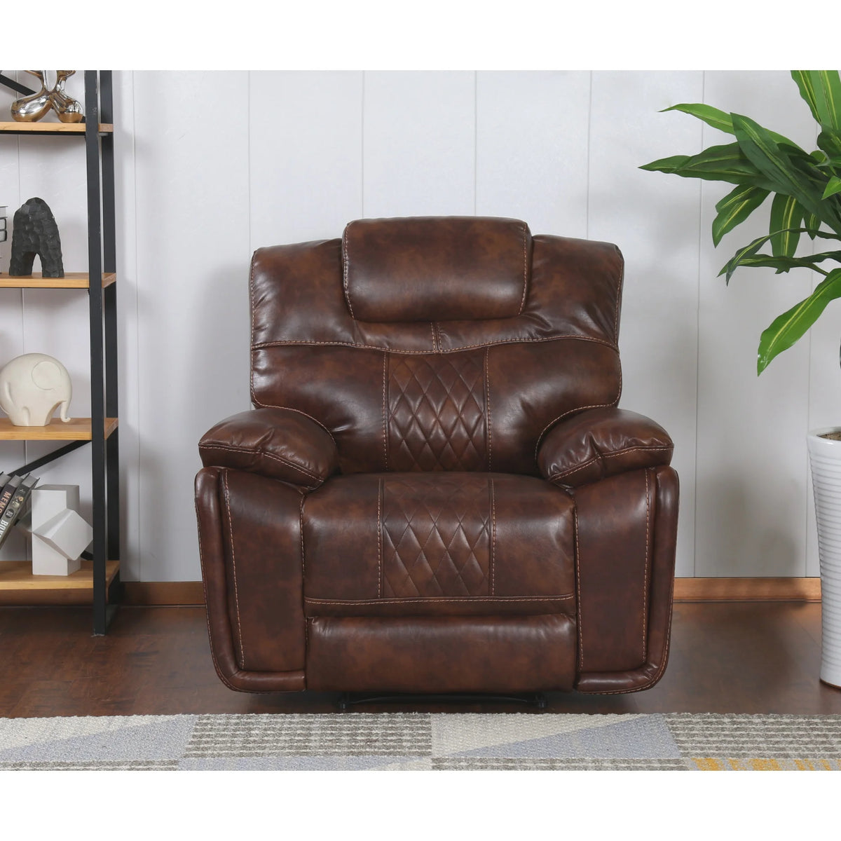 Brown Faux Leather Recliner W663809
