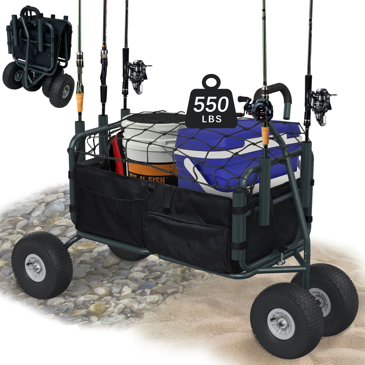 Heavy Duty Foldable Fishing Cart 550 Pound Capacity V556