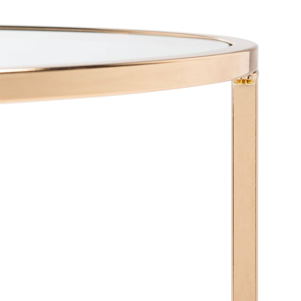 Round Glass Side Table with Polished Gold Frame A39442