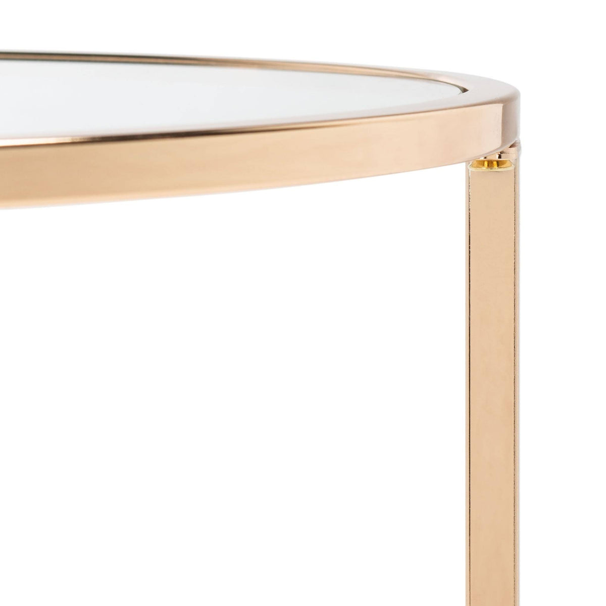 Round Glass Side Table with Polished Gold Frame A39442