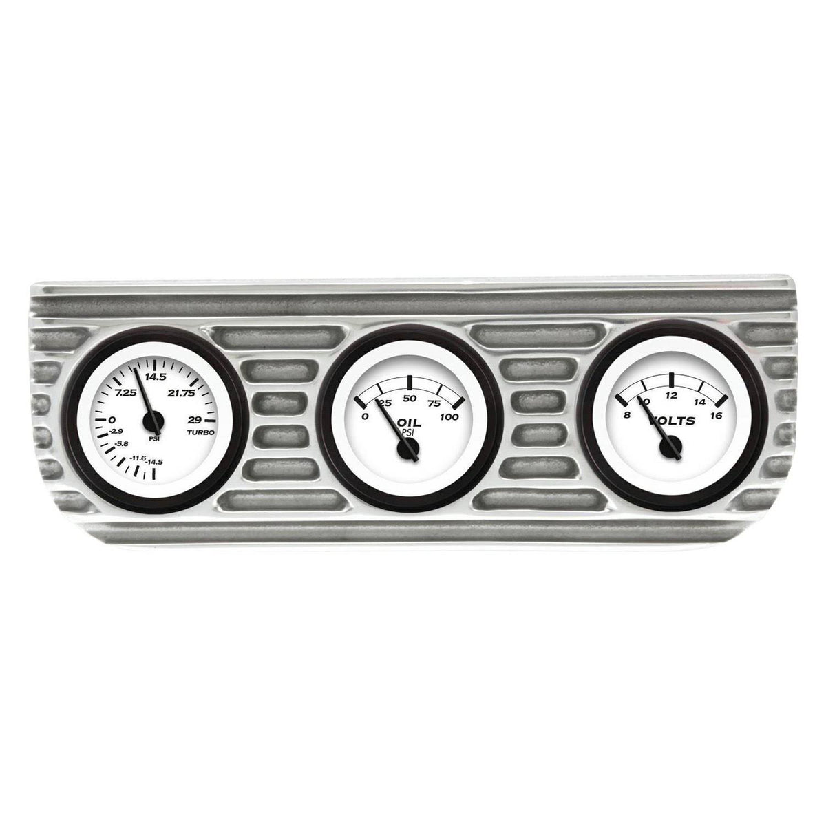 Vintage Finned 3 Gauge Bezel Mount Oil and Volt Gauges Z536063