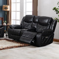 Black Faux Leather Power Reclining Sofa E29494