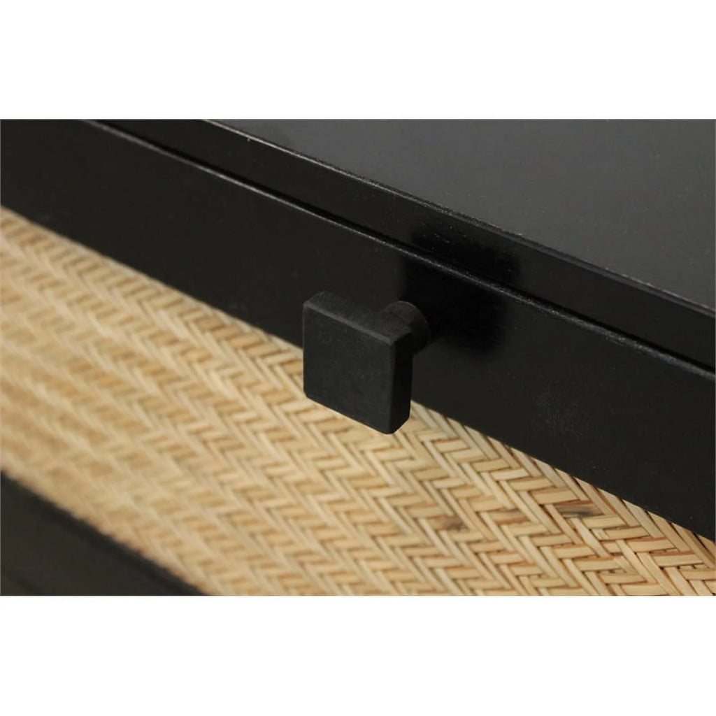 6 Woven Drawer Dresser with Solid Wood in Black Finish Y645