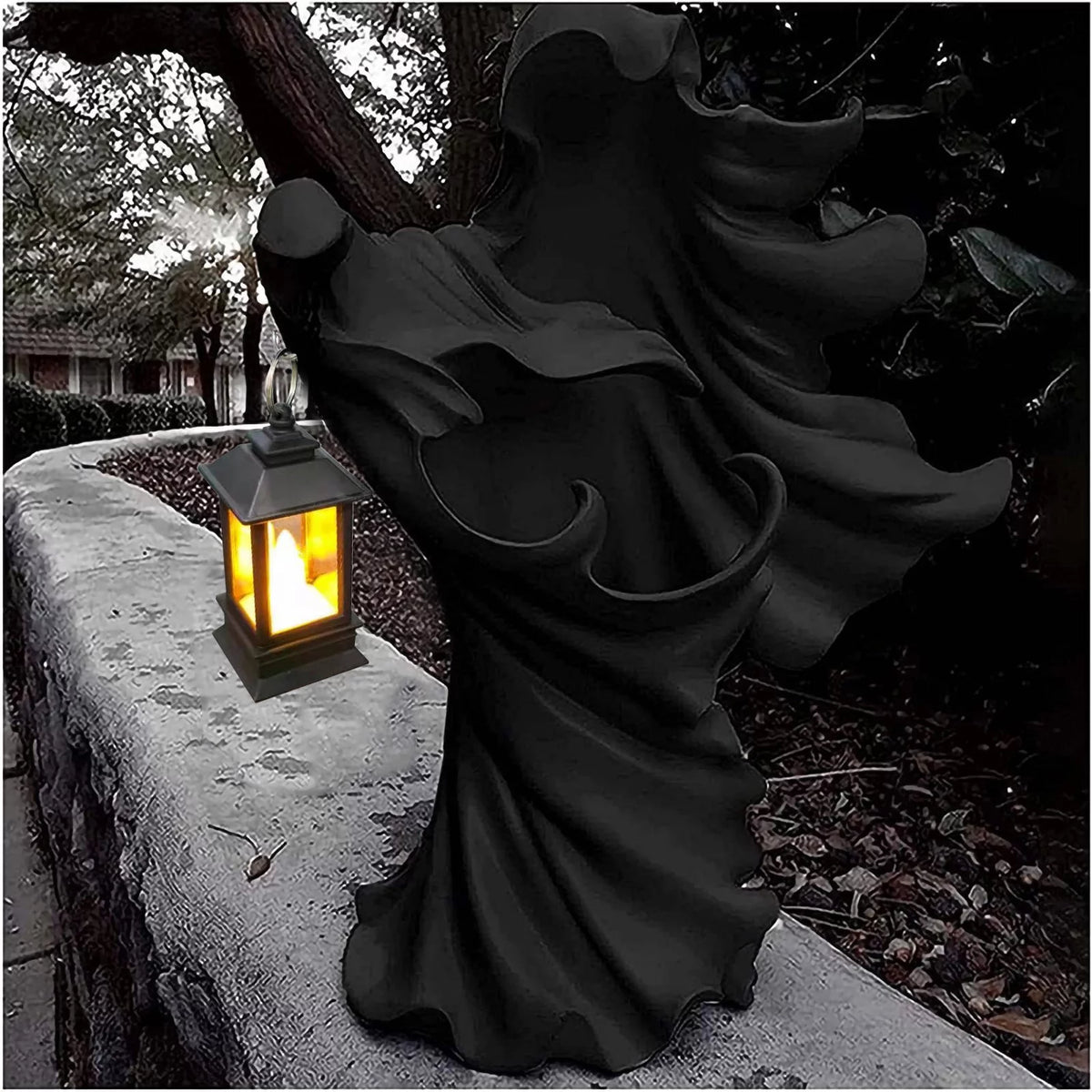 Ghost Witch Messenger with Lantern Statue Ornament A8733
