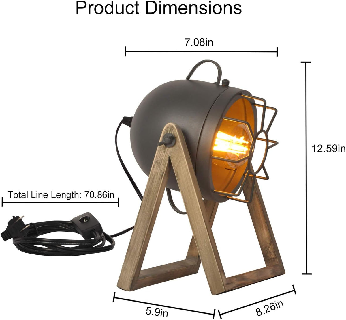 Adjustable Tripod Floor Lamp with Wood Cage L9436