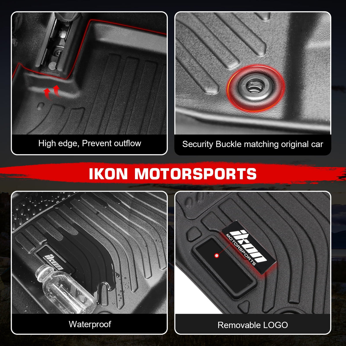 Black TPE 4PC Floor Mats for 2022-2023 Tesla Model X 6 Seats P30048