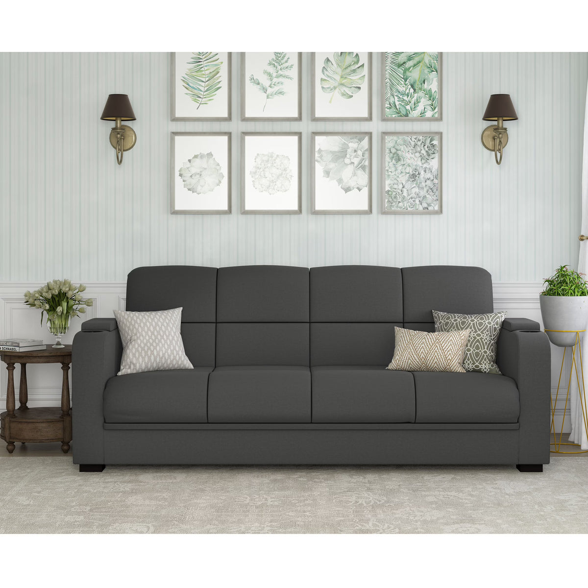 Gray Microfiber Storage Arm Convert-a-Couch I654500