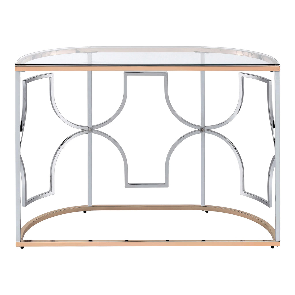 Glass Top Chrome and Gold Sofa Table W677952