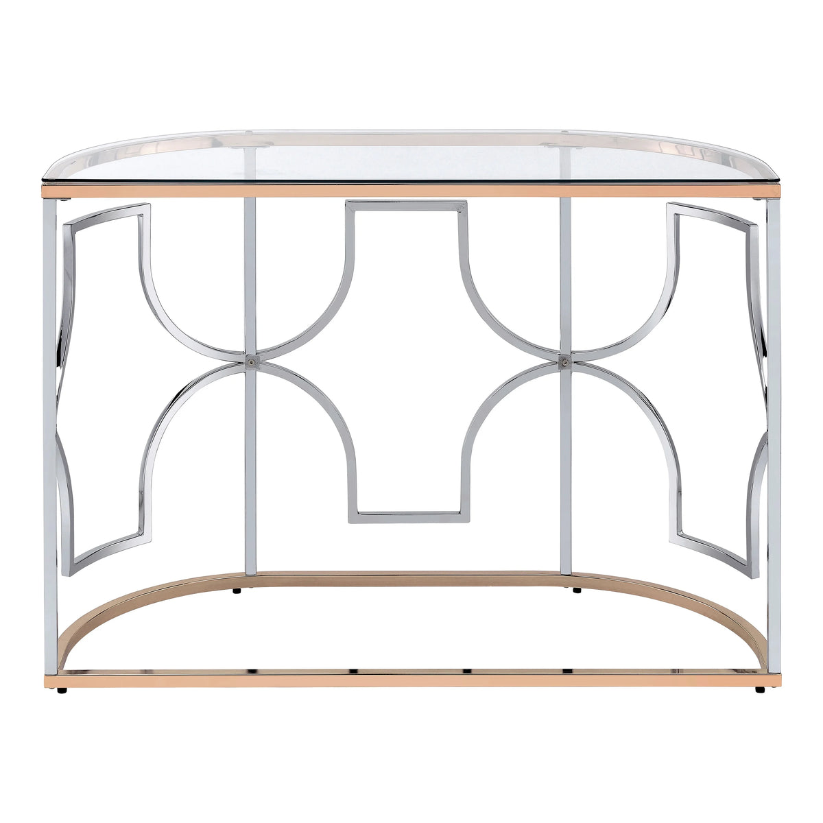 Glass Top Chrome and Gold Sofa Table W677952