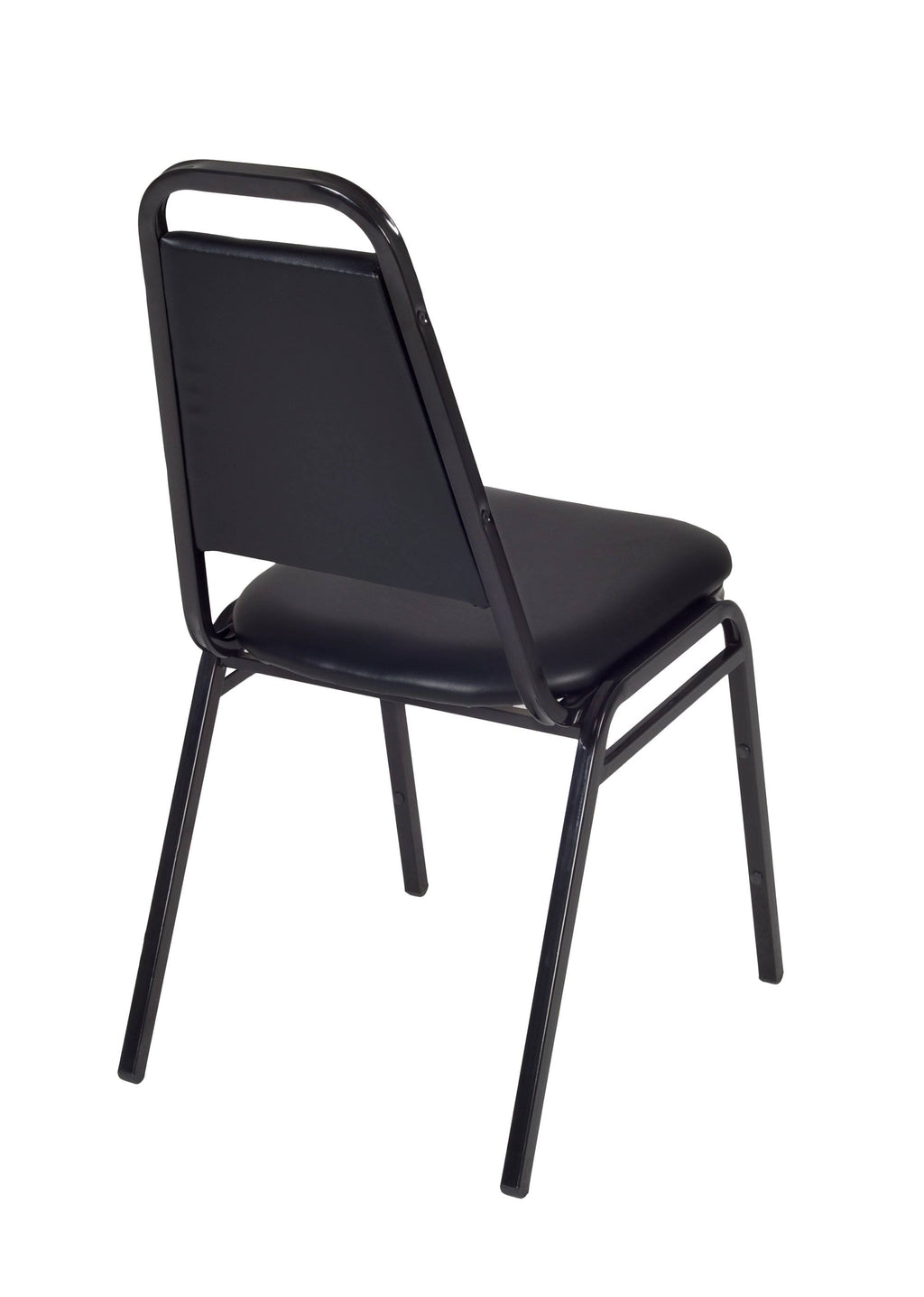 Cherry Square Breakroom Table & 4 Black Stack Chairs M2521