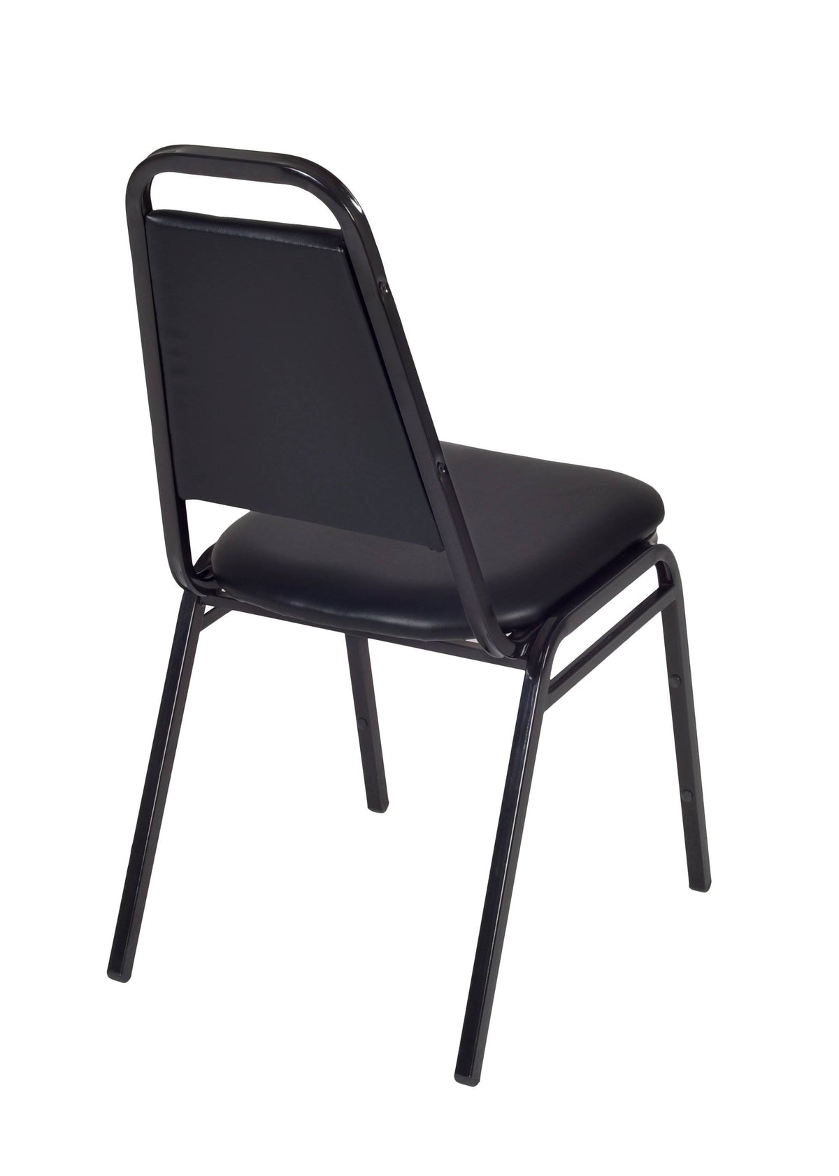 Cherry Square Breakroom Table & 4 Black Stack Chairs M2521