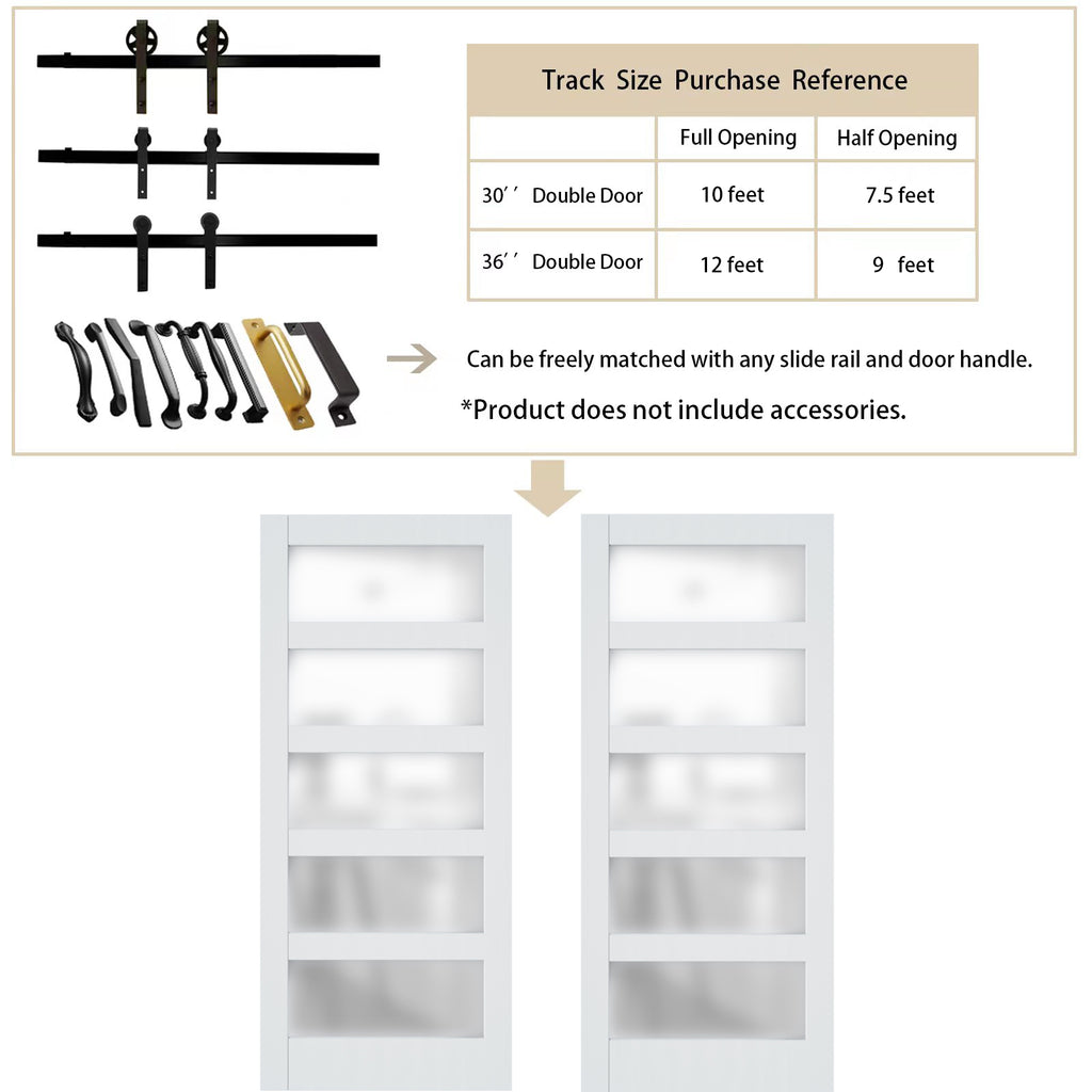 36''×84'' Frosted Glass Barn Door x 2 with Hardware Kit Y95042