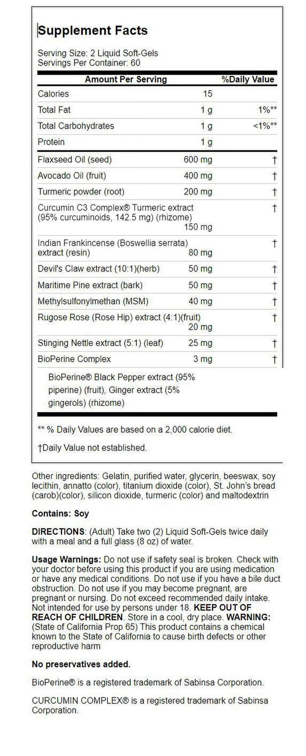 120 Sgels Turmeric Curcumin K4065