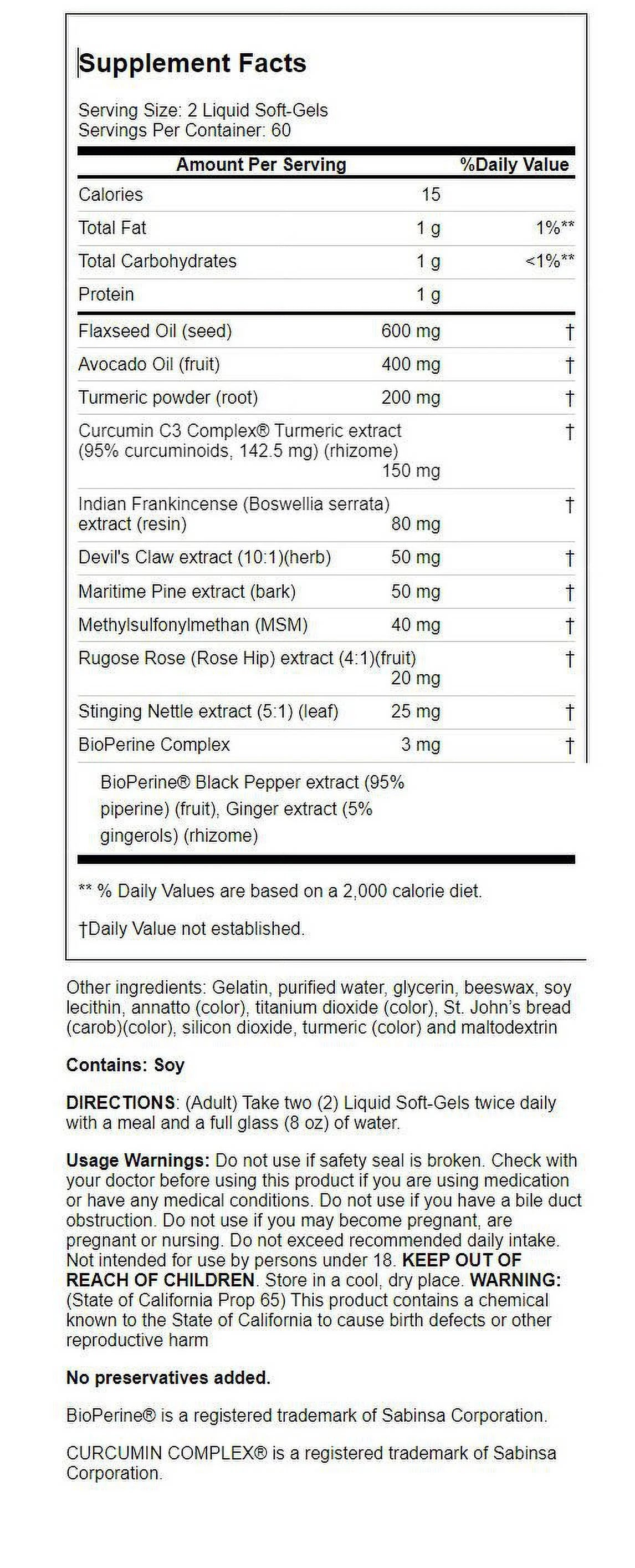 120 Sgels Turmeric Curcumin K4065