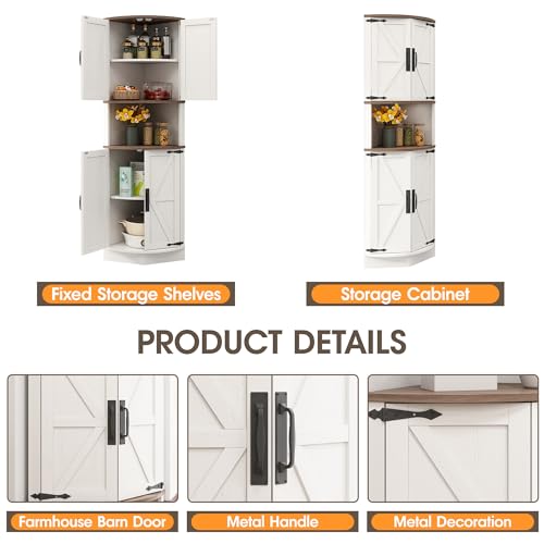 64.8" Tall Grey Corner Cabinet with 4 Doors and 5 Shelves W553