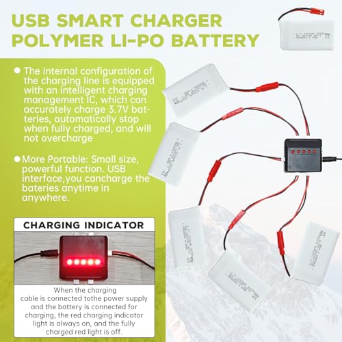 5PCS 3.7V 1200mAh 30C Lipo Battery with 5in1 Charger JST Plug P4578