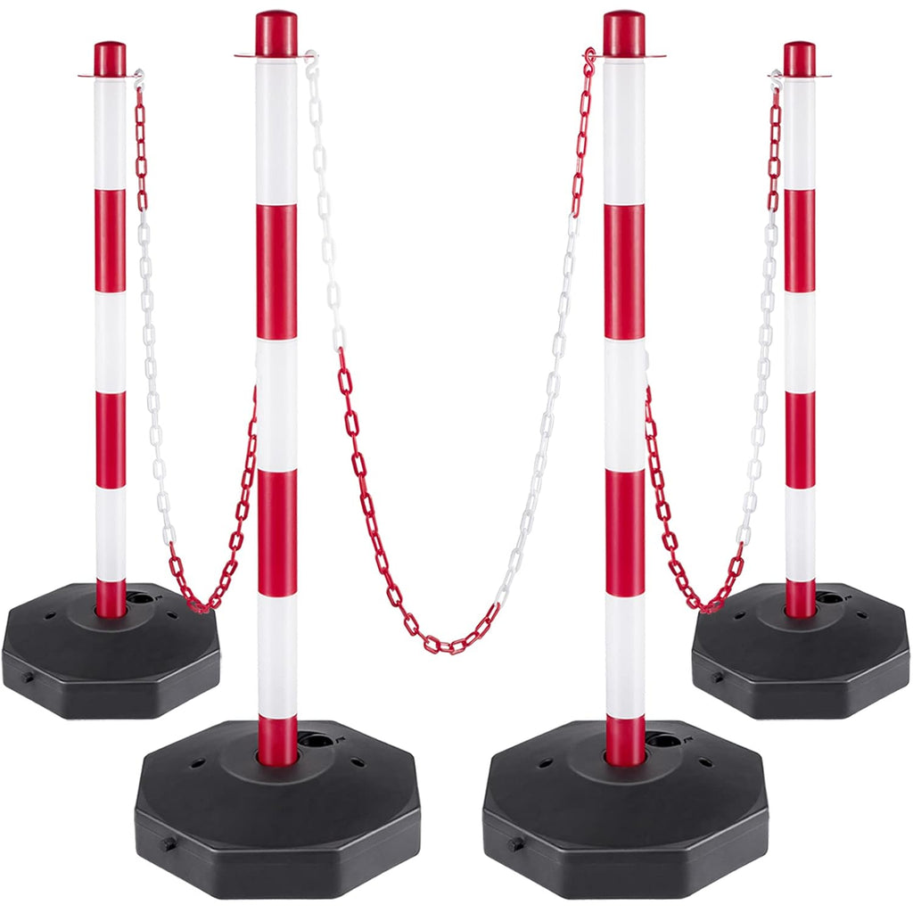 White PE Plastic Stanchion Kit with 32ft Chain and 8 S-Hooks U1573