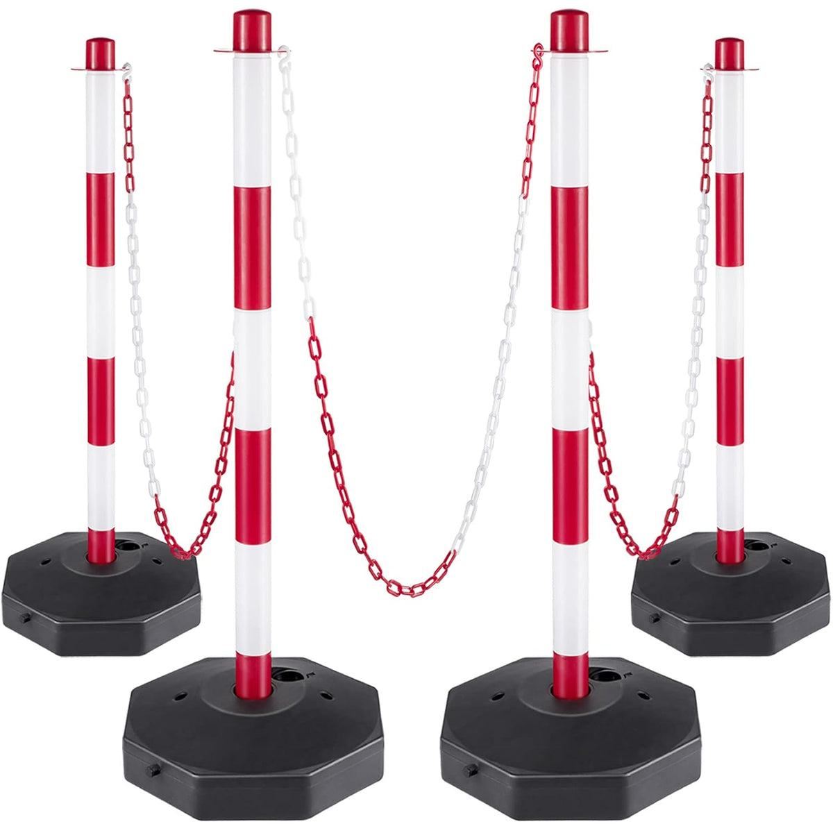 White PE Plastic Stanchion Kit with 32ft Chain and 8 S-Hooks U1573