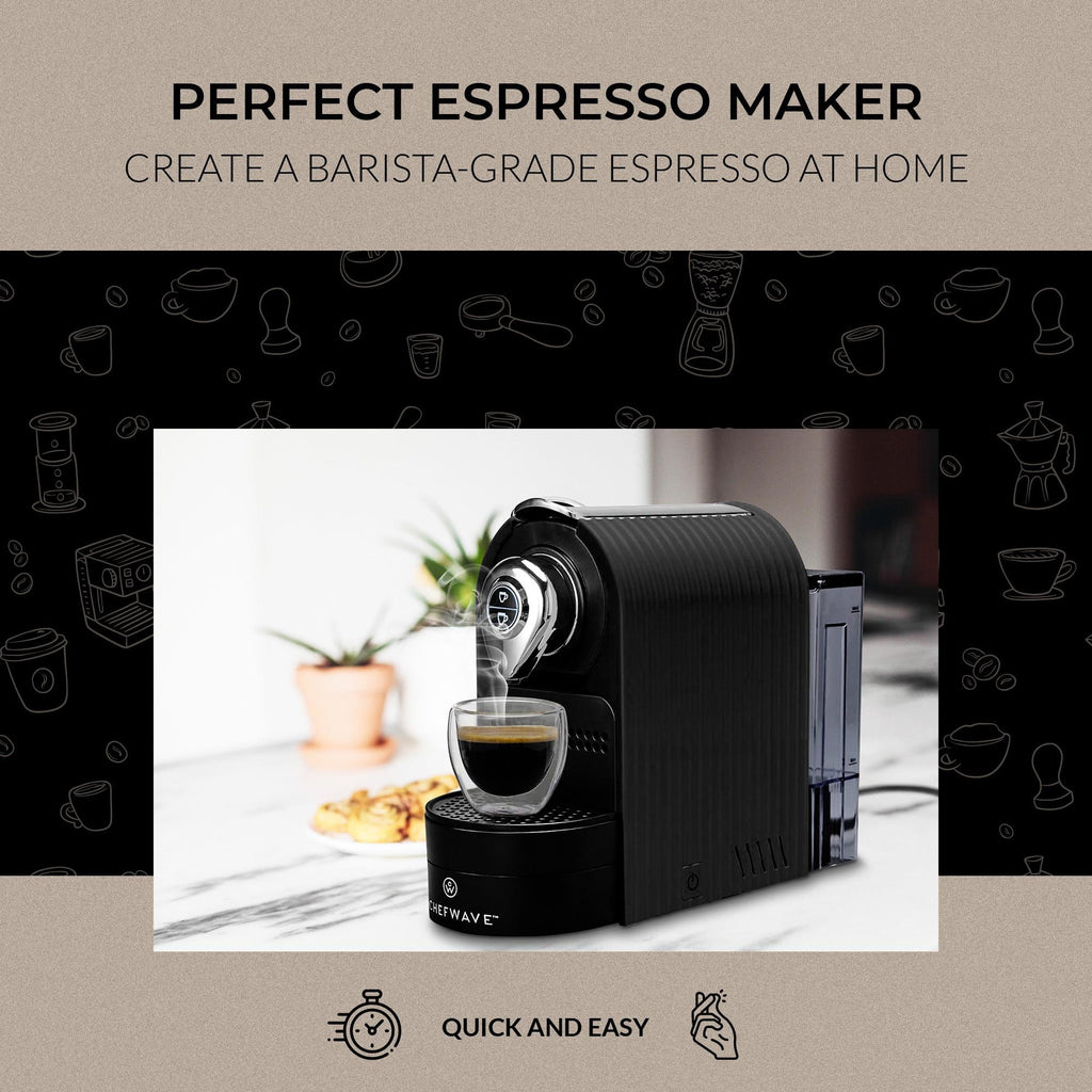 Black Espresso Machine with Holder and Cups S409