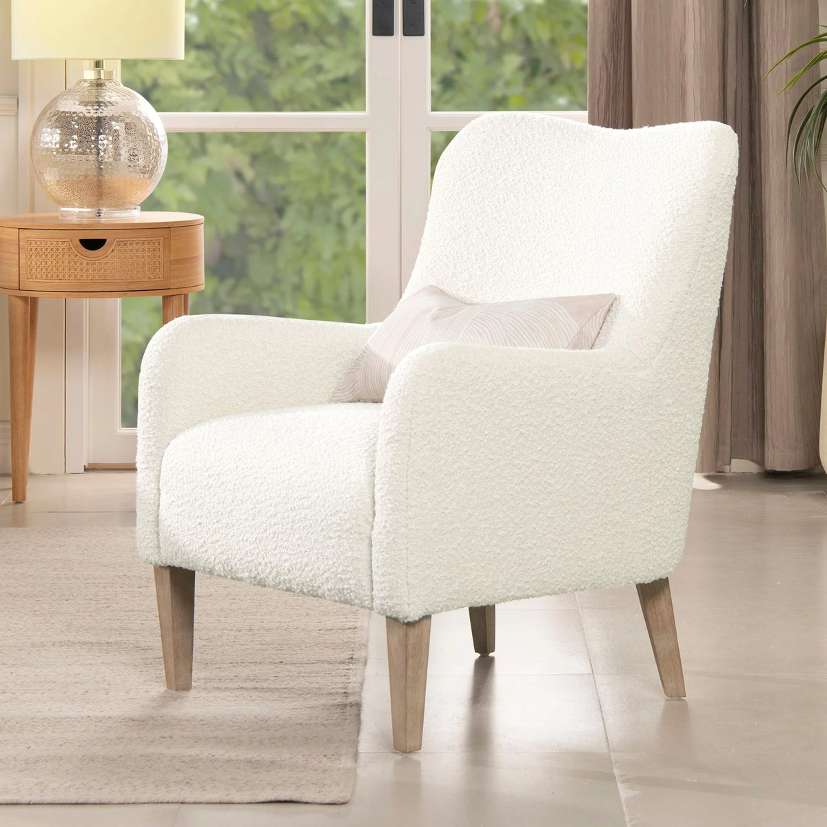Ivory White Boucle Accent Chair L451731