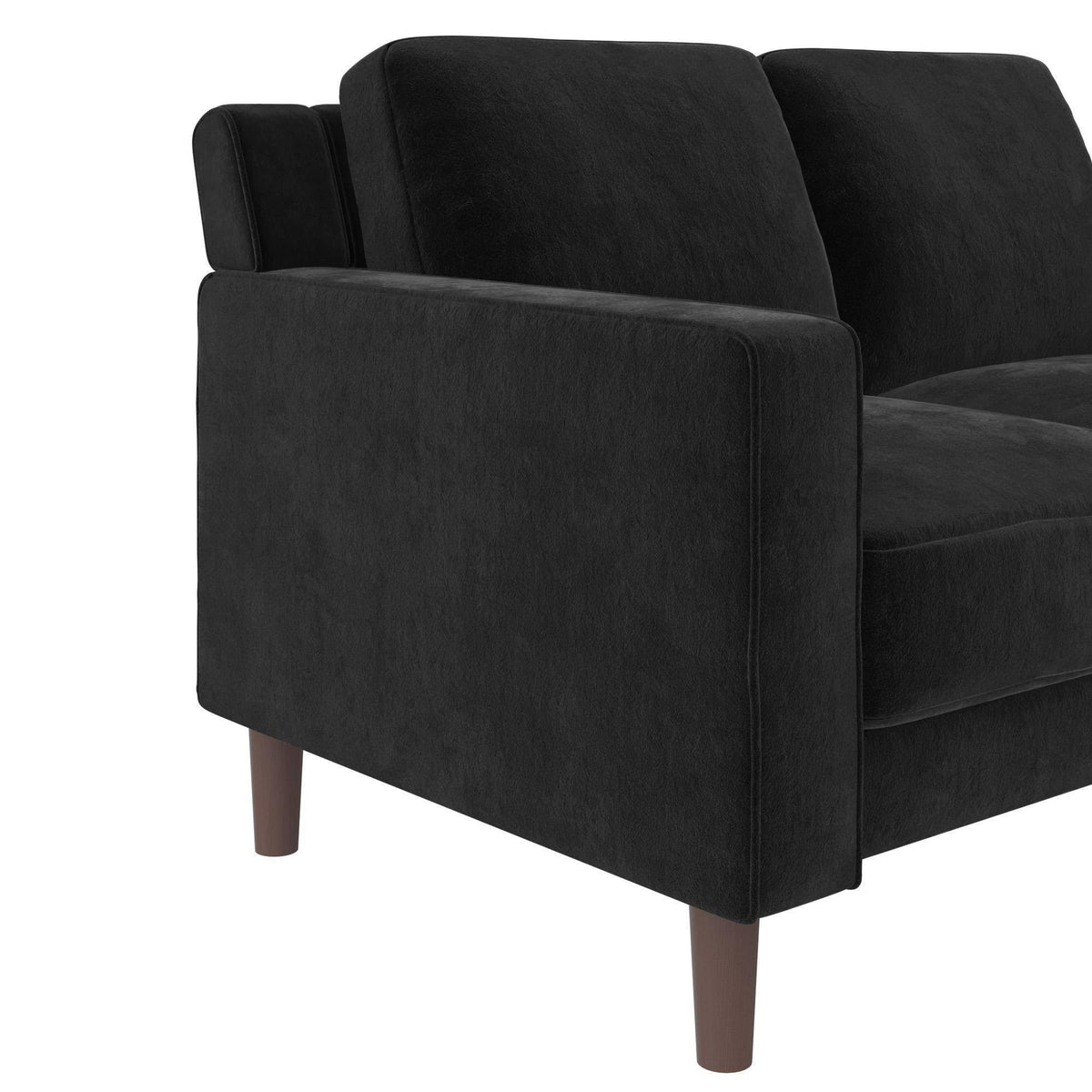 Black Velvet Loveseat 2 Seater Sofa G18134