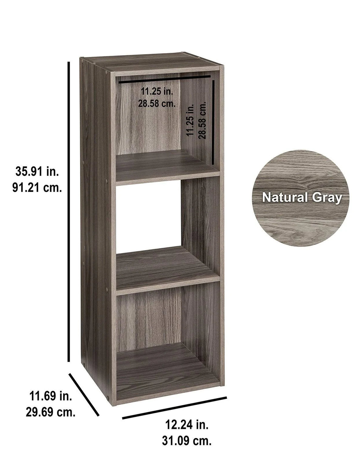 Natural Gray 3-Cube Organizer G19656