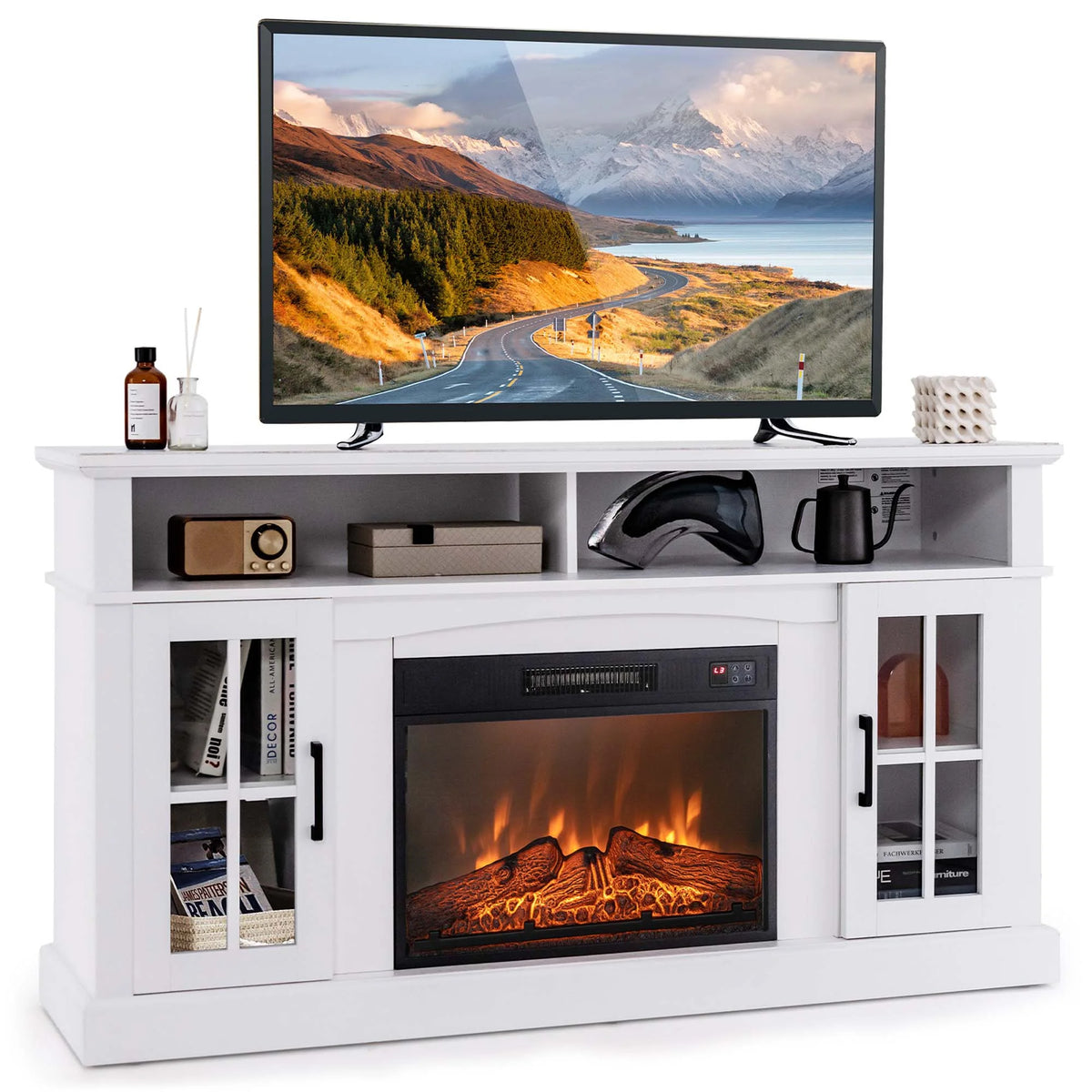 58'' Fireplace TV Stand with 1400W Electric Fireplace N657