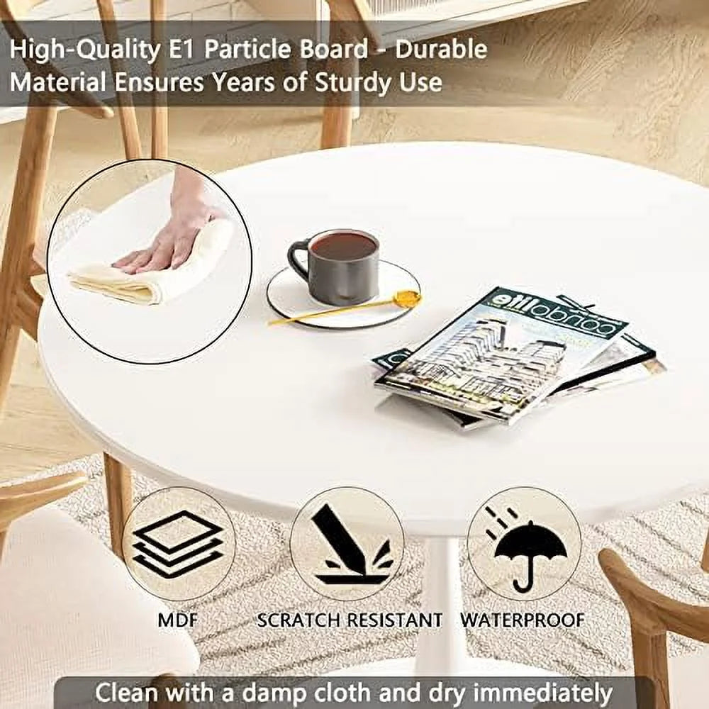 Black Round Dining Table 31.5" with Pedestal Base J668886