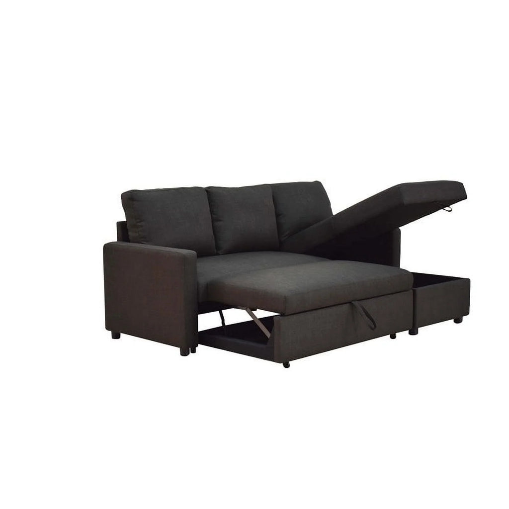 Charcoal Linen Sleeper Sectional Sofa D67869