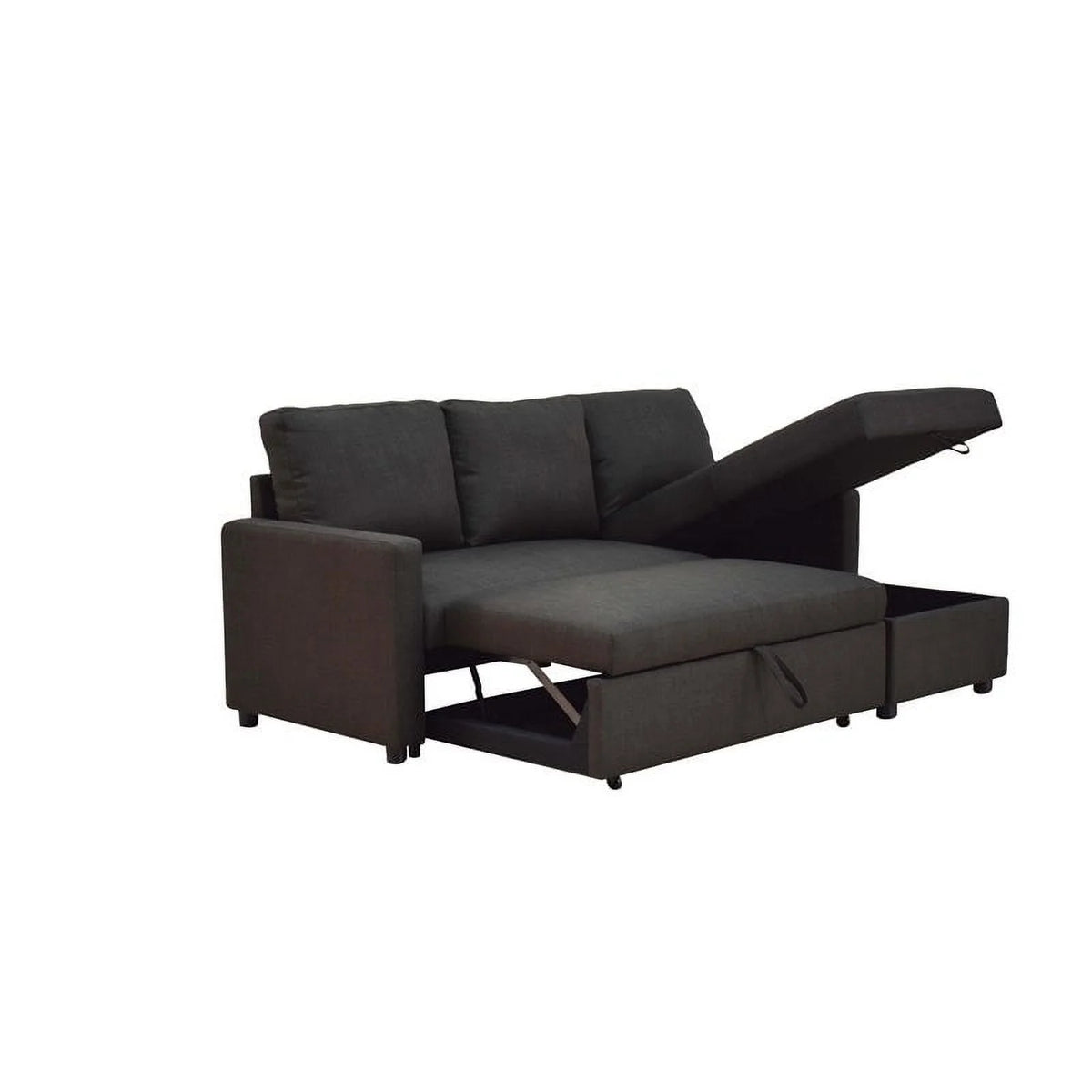 Charcoal Linen Sleeper Sectional Sofa D67869