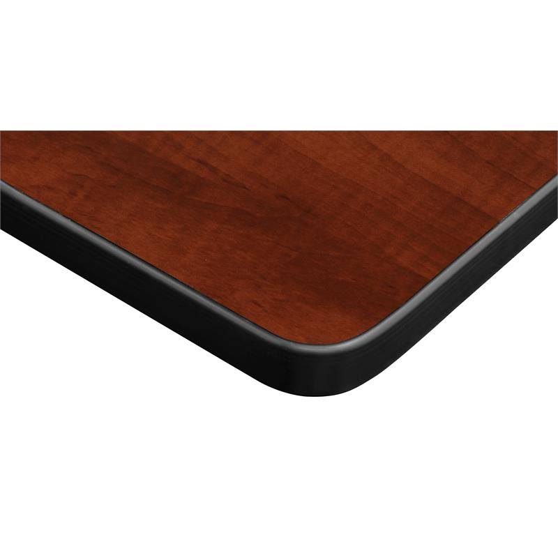 Cherry Square Breakroom Table & 4 Black Stack Chairs M2521