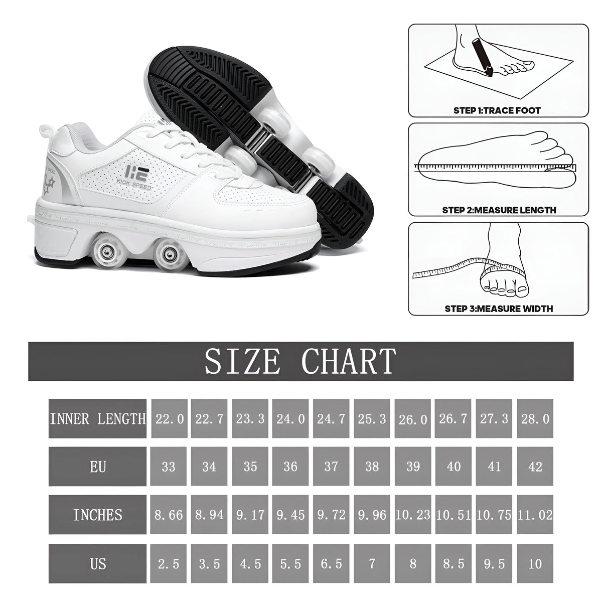 Roller Skate Shoes 2-in-1 Invisible Roller Skates Z8360