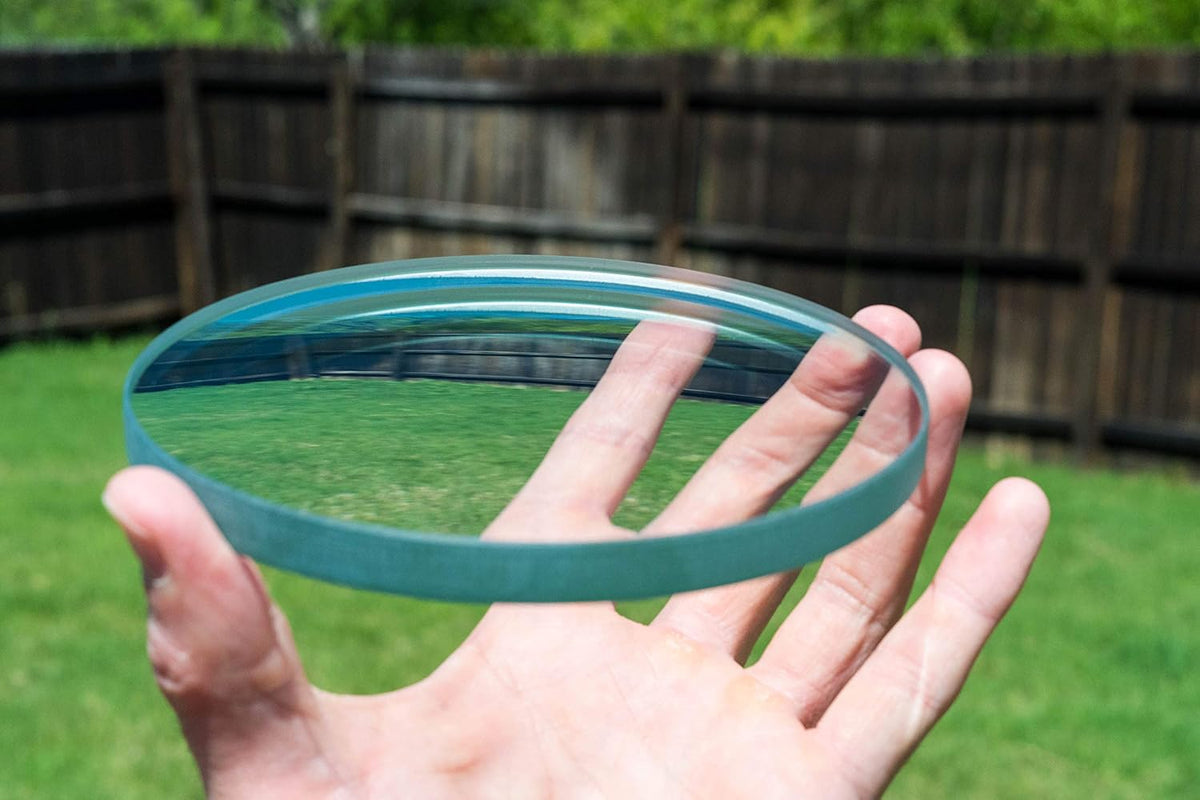 Double Concave Fused Silica Glass Optical Lens Spinning Top Base 5.9” Diameter U740158