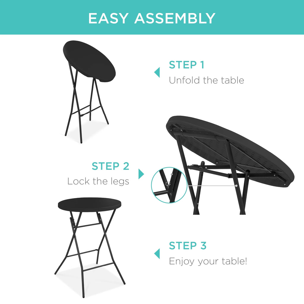 32in White Folding Bar Height Table K2288