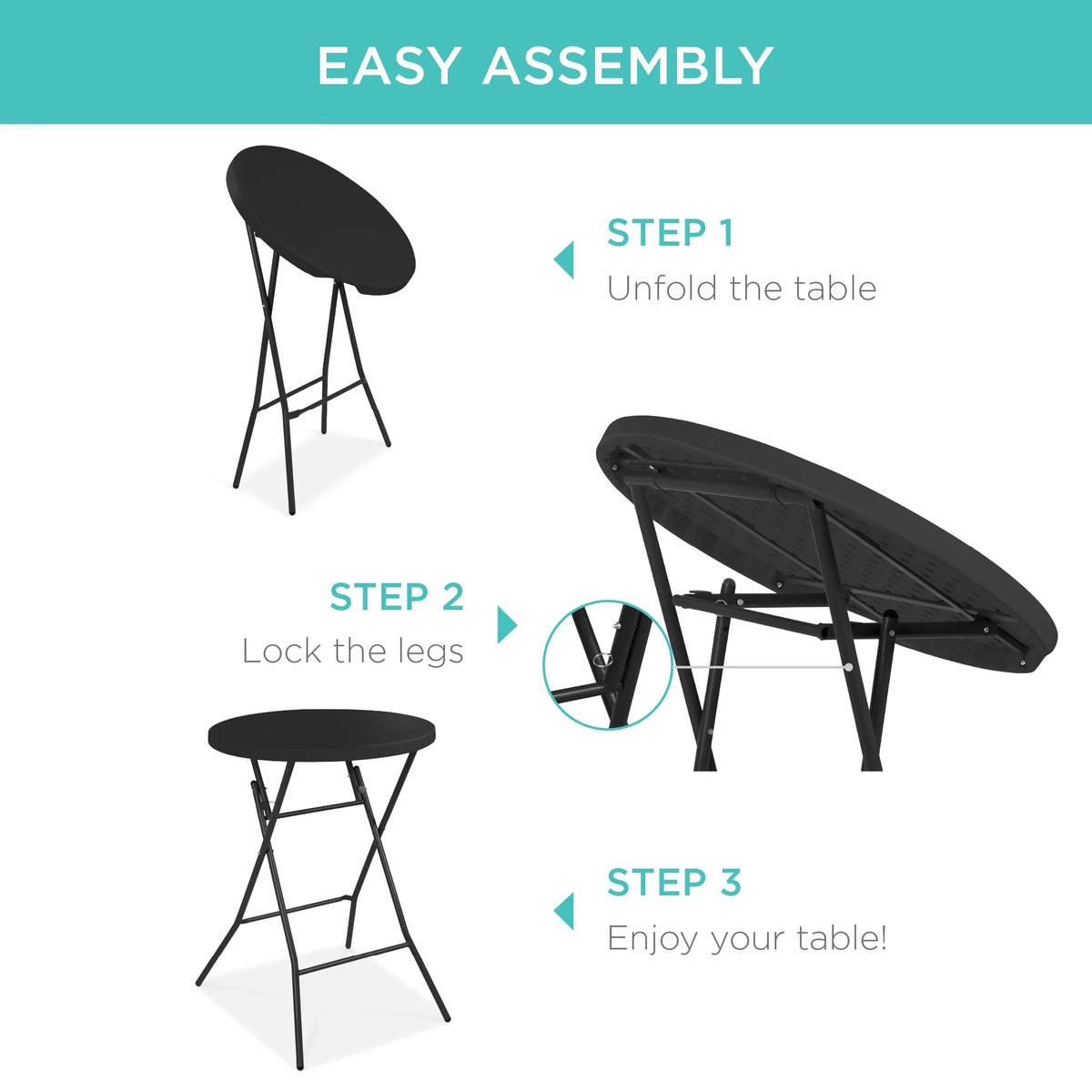 32in White Folding Bar Height Table K2288